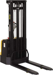 Vestil - 2,200 Lb Capacity, 118" Lift Height, Battery Powered Stacker - 3-3/8" Lowered Height, 42" Fork Length, 30" Overall Width - USA Tool & Supply