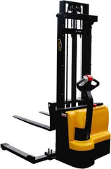 Vestil - 2,200 Lb Capacity, 118" Lift Height, Battery Powered Stacker - 2-1/8" Lowered Height, 42" Fork Length, 50" Overall Width - USA Tool & Supply