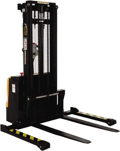 Vestil - 2,200 Lb Capacity, 101" Lift Height, Battery Powered Stacker - 2-1/8" Lowered Height, 42" Fork Length, 58" Overall Width - USA Tool & Supply