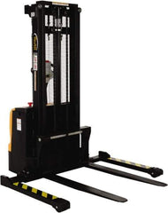 Vestil - 2,200 Lb Capacity, 101" Lift Height, Battery Powered Stacker - 2-1/8" Lowered Height, 42" Fork Length, 58" Overall Width - USA Tool & Supply