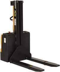 Vestil - 2,200 Lb Capacity, 62" Lift Height, Battery Powered Stacker - 3-3/8" Lowered Height, 42" Fork Length, 32" Overall Width - USA Tool & Supply