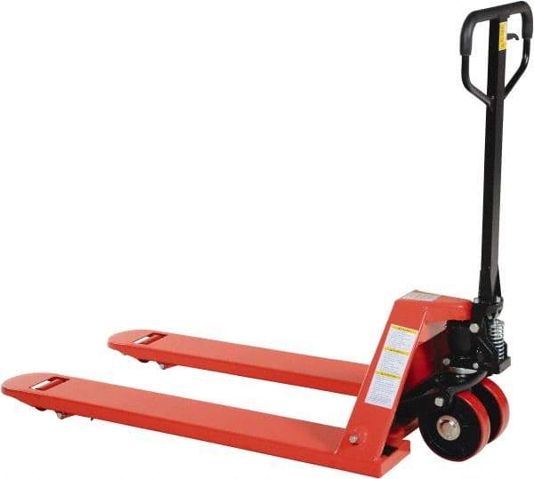 Vestil - 6,000 Lb Capacity, 7-3/4" Lift Industrial Pallet Truck - 2.88" Min Lift Height, 48" Fork Length x 7" Fork Width, 27" Overall Width - USA Tool & Supply