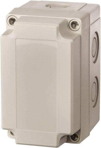 Fibox - Polycarbonate Standard Enclosure Screw Flat Cover - NEMA 1, 4, 4X, 6, 12, 13, 7.09" Wide x 10.04" High x 5.91" Deep - USA Tool & Supply