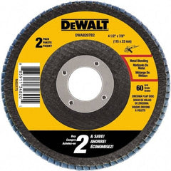DeWALT - 60 Grit, 4-1/2" Wheel Diam, 3/4" Wheel Thickness, 7/8" Arbor Hole, Type 29 Depressed Center Wheel - Medium Grade, Zirconia Alumina, 13,300 Max RPM - USA Tool & Supply