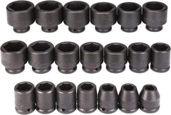Proto - 20 Piece 3/4" Drive Black Finish Impact Socket Set - 6 Points, 5/8" to 2" Range, Inch Measurement Standard - USA Tool & Supply