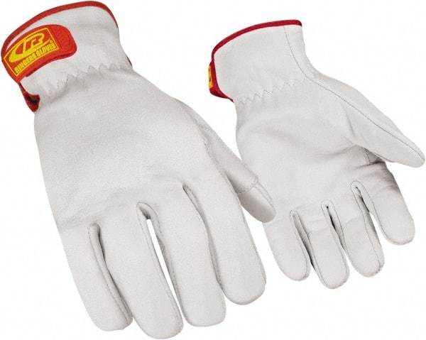 Ringers Gloves - Size 3XL (13), ANSI Cut Lvl 3, Goatskin Leather Cut Resistant Gloves - Hook & Loop Cuff, White, Paired - USA Tool & Supply