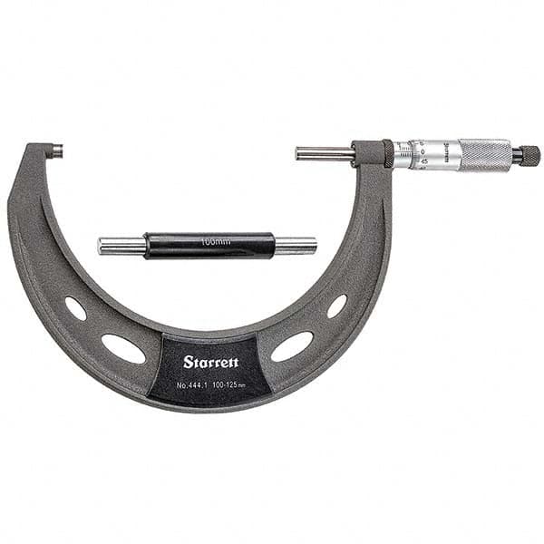 Starrett - Mechanical Outside Micrometers Minimum Measurement (mm): 100.00 Maximum Measurement (mm): 125.00 - USA Tool & Supply