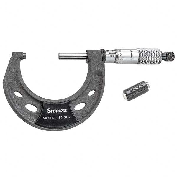 Starrett - Mechanical Outside Micrometers Minimum Measurement (mm): 25.00 Maximum Measurement (mm): 50.00 - USA Tool & Supply