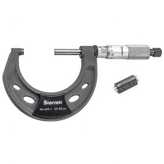 Starrett - Mechanical Outside Micrometers Minimum Measurement (mm): 25.00 Maximum Measurement (mm): 50.00 - USA Tool & Supply