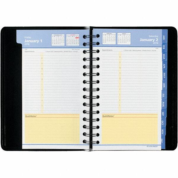 AT-A-GLANCE - 377 Sheet, 4-7/8 x 8", Weekly/Monthly Appointment Book - Black - USA Tool & Supply