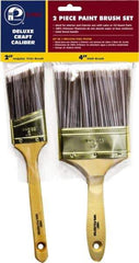 Premier Paint Roller - 2 & 4" Angle/Flat Polyester General Purpose Paint Brush Set - 2-1/2 & 3-1/2" Bristle Length, 6 & 6-1/2" Wood Sash & Beavertail Handle - USA Tool & Supply