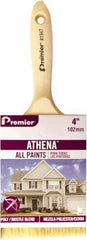 Premier Paint Roller - 4" Flat Polyester/Natural General Purpose Paint Brush Set - 3-1/2" Bristle Length, 6" Wood Beavertail Handle - USA Tool & Supply