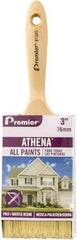 Premier Paint Roller - 3" Flat Polyester/Natural General Purpose Paint Brush - 3" Bristle Length, 5-1/2" Wood Beavertail Handle - USA Tool & Supply