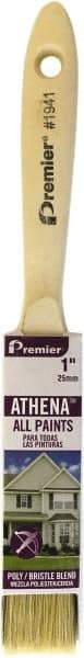 Premier Paint Roller - 1" Flat Polyester/Natural General Purpose Paint Brush - 2-1/4" Bristle Length, 5" Wood Beavertail Handle - USA Tool & Supply