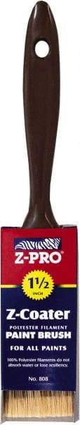 Premier Paint Roller - 1-1/2" Flat Polyester General Purpose Paint Brush - 2-1/4" Bristle Length, 5" Plastic Beavertail Handle - USA Tool & Supply