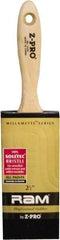 Premier Paint Roller - 2-1/2" Flat Polyester General Purpose Paint Brush - 2-1/2" Bristle Length, 5-1/4" Wood Beavertail Handle - USA Tool & Supply