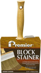 Premier Paint Roller - 6" Flat Polyester/Natural Stainer Brush - 3-1/4" Bristle Length, 5-1/4" Wood Threaded Wood Handle - USA Tool & Supply