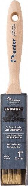 Premier Paint Roller - 1" Flat Polyester General Purpose Paint Brush - 2-1/4" Bristle Length, 5-1/4" Wood Beavertail Handle - USA Tool & Supply