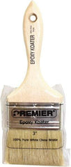 Premier Paint Roller - 3" Flat White China Bristle Varnish Brush - 2-1/4" Bristle Length, 5-1/2" Wood Beavertail Handle - USA Tool & Supply