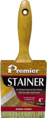 Premier Paint Roller - 4" Flat White China Bristle Stainer Brush - 2-3/4" Bristle Length, 5-1/4" Wood Beavertail Handle - USA Tool & Supply