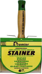 Premier Paint Roller - 6" Flat White China Bristle Stainer Brush - 3-1/4" Bristle Length, 5-1/4" Wood Threaded Wood Handle - USA Tool & Supply