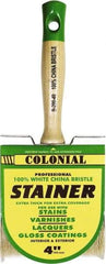 Premier Paint Roller - 4" Flat White China Bristle Stainer Brush - 3" Bristle Length, 5-1/4" Wood Threaded Wood Handle - USA Tool & Supply