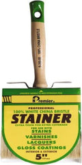 Premier Paint Roller - 5" Flat White China Bristle Stainer Brush - 3" Bristle Length, 5-1/4" Wood Threaded Wood Handle - USA Tool & Supply