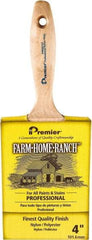 Premier Paint Roller - 4" Flat Nylon/Polyester General Purpose Paint Brush - 3-1/2" Bristle Length, 5-3/4" Wood Beavertail Handle - USA Tool & Supply