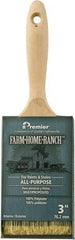 Premier Paint Roller - 3" Flat Polyester General Purpose Paint Brush - 3" Bristle Length, 5-3/4" Wood Beavertail Handle - USA Tool & Supply