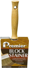 Premier Paint Roller - 4" Flat Polyester/Natural Stainer Brush - 3" Bristle Length, 5-1/4" Wood Threaded Wood Handle - USA Tool & Supply