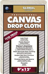 Premier Paint Roller - Medium Weight Plastic Drop Cloth - 12' x 9', 1 mil Thick, Off White, Leak Proof - USA Tool & Supply