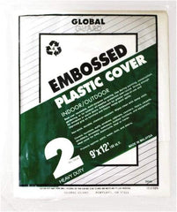 Premier Paint Roller - Medium Weight Plastic Drop Cloth - 12' x 9', 2 mil Thick, Off White - USA Tool & Supply