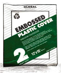 Premier Paint Roller - Medium Weight Plastic Drop Cloth - 15' x 12', 2 mil Thick, Off White - USA Tool & Supply