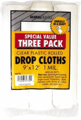 Premier Paint Roller - Medium Weight Plastic Drop Cloth - 12' x 9', 1 mil Thick, Off White - USA Tool & Supply
