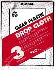 Premier Paint Roller - Medium Weight Plastic Drop Cloth - 12' x 9', 3 mil Thick, Off White - USA Tool & Supply