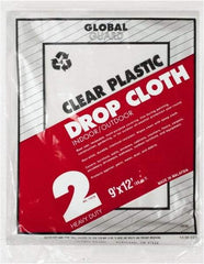 Premier Paint Roller - Medium Weight Plastic Drop Cloth - 12' x 9', 2 mil Thick, Off White - USA Tool & Supply