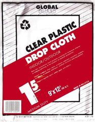 Premier Paint Roller - Medium Weight Plastic Drop Cloth - 12' x 9', 1.5 mil Thick, Off White - USA Tool & Supply