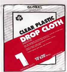 Premier Paint Roller - Medium Weight Plastic Drop Cloth - 20' x 10', 1 mil Thick, Off White - USA Tool & Supply