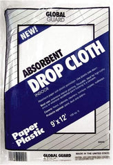 Premier Paint Roller - Medium Weight Paper Drop Cloth - 12' x 9', 1 mil Thick, Off White - USA Tool & Supply