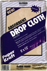 Premier Paint Roller - Medium Weight Paper Drop Cloth - 12' x 9', 1 mil Thick, Off White - USA Tool & Supply