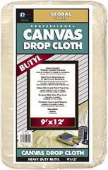 Premier Paint Roller - Heavy Weight Canvas Drop Cloth - 12' x 9', 1 mil Thick, Off White - USA Tool & Supply
