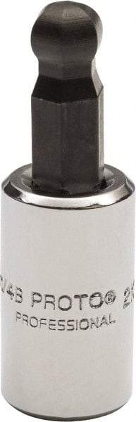 Proto - 1/4" Drive, 1/4" Hex Bit Socket - 1-1/2" OAL, 1.047" Bit Length, Ball End - USA Tool & Supply