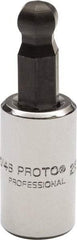 Proto - 1/4" Drive, 1/4" Hex Bit Socket - 1-1/2" OAL, 1.047" Bit Length, Ball End - USA Tool & Supply