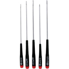 Wiha - 5 Piece Slotted & Phillips Screwdriver Set - Bit Sizes: Philips #0 & #1, Comes in Vinyl Pouch - USA Tool & Supply