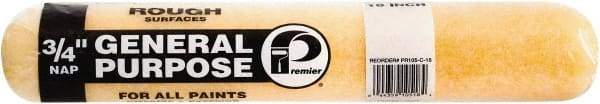 Premier Paint Roller - 3/4" Nap, 18" Wide Paint Roller Cover - Rough Texture, Polyester - USA Tool & Supply