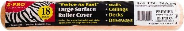 Premier Paint Roller - 3/4" Nap, 18" Wide Paint Roller Cover - Rough Texture, Polyester - USA Tool & Supply