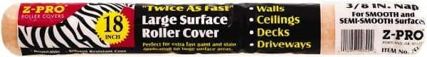 Premier Paint Roller - 3/8" Nap, 18" Wide Paint Roller Cover - Semi-Smooth Texture, Polyester - USA Tool & Supply