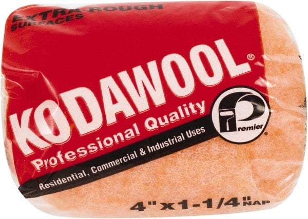 Premier Paint Roller - 1-1/4" Nap, 4" Wide Paint Roller Cover - Extra-Rough Texture, Polyester & Wool - USA Tool & Supply