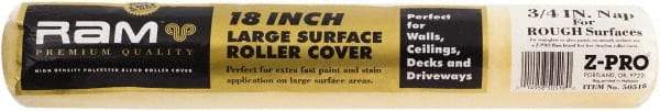 Premier Paint Roller - 3/4" Nap, 18" Wide Paint Roller Cover - Rough Texture, Polyester - USA Tool & Supply