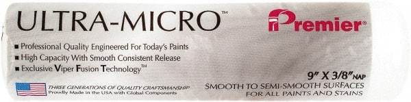 Premier Paint Roller - 3/8" Nap, 9" Wide Paint Roller Cover - Semi-Smooth Texture, Microfiber - USA Tool & Supply